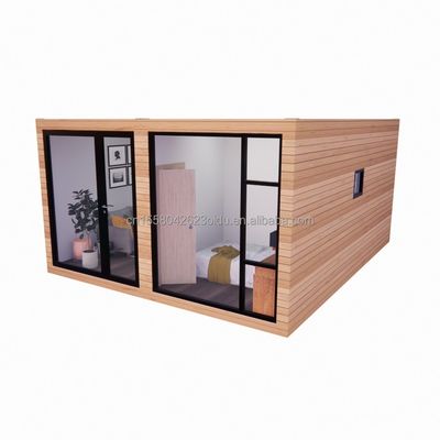 Prefabricado Casa de luz solar de vidrio de madera Casa de contenedores con color y pared personalizados Panel de sándwich de onda 50/75/100 mm