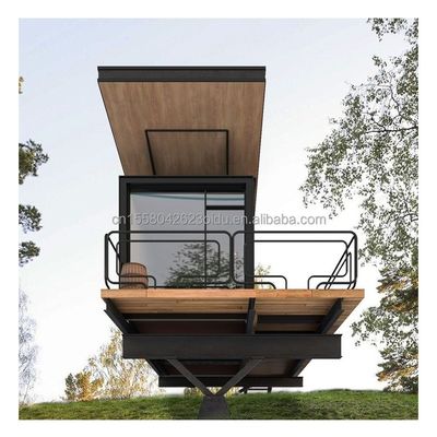 Tubos cuadrados de acero galvanizado Cabina modular prefabricada Jardín de madera Sala de sol Equipo completo