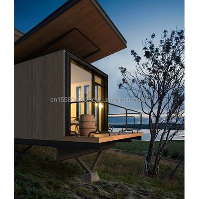 Tubos cuadrados de acero galvanizado Cabina modular prefabricada Jardín de madera Sala de sol Equipo completo