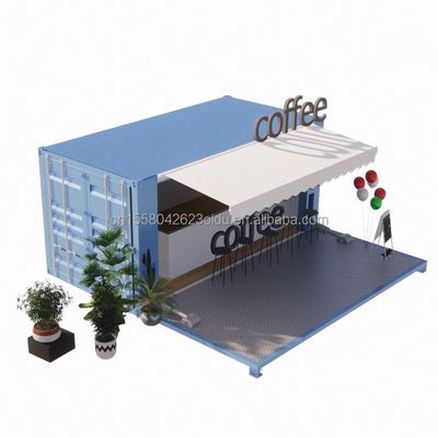 50/75/100mm Panel de sandwich de onda Pared de lujo 20 pies Casa de contenedores plegable para cafetería / bar de contenedores