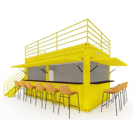 Tubos cuadrados de acero galvanizado Contenedor de cafetería de acero Modernos contenedores prefabricados de 20 pies Bar para exteriores