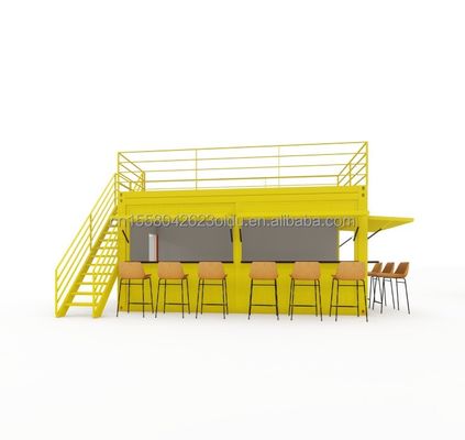 Tubos cuadrados de acero galvanizado Contenedor de cafetería de acero Modernos contenedores prefabricados de 20 pies Bar para exteriores