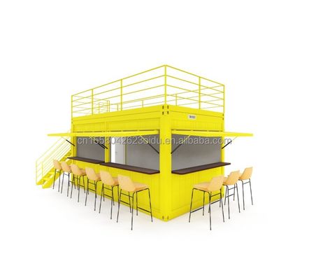 Tubos cuadrados de acero galvanizado Contenedor de cafetería de acero Modernos contenedores prefabricados de 20 pies Bar para exteriores