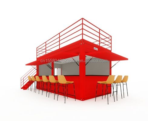 Tubos cuadrados de acero galvanizado Contenedor de cafetería de acero Modernos contenedores prefabricados de 20 pies Bar para exteriores