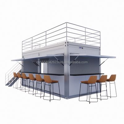 Tubos cuadrados de acero galvanizado Contenedor de cafetería de acero Modernos contenedores prefabricados de 20 pies Bar para exteriores