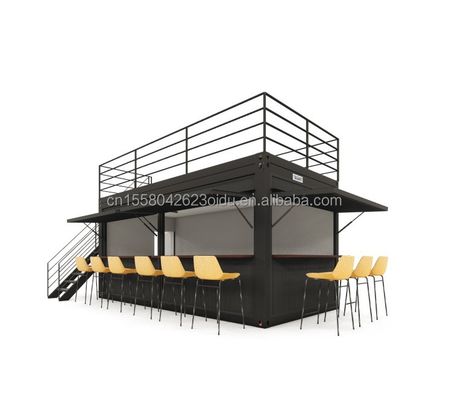 Tubos cuadrados de acero galvanizado Contenedor de cafetería de acero Modernos contenedores prefabricados de 20 pies Bar para exteriores