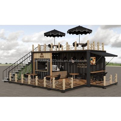 Diseño moderno 20 pies hechos a medida Contenedor de envío Jardín Cafetería Bar Móvil Cafetería Panel de sándwich de acero al aire libre