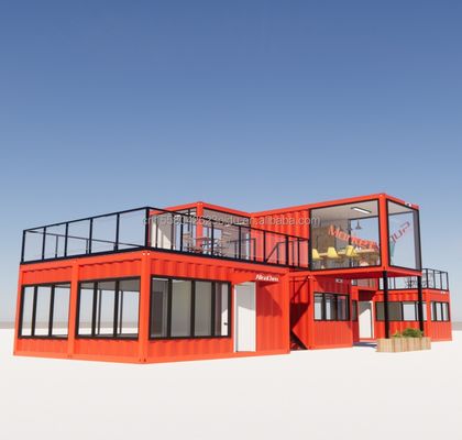 Prefab Modular 3 dormitorios Casa de acero galvanizado Tubos cuadrados de 20 pies o 40 pies Kit de cabaña pequeña ya hecho