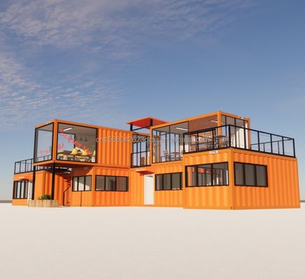 Prefab Modular 3 dormitorios Casa de acero galvanizado Tubos cuadrados de 20 pies o 40 pies Kit de cabaña pequeña ya hecho