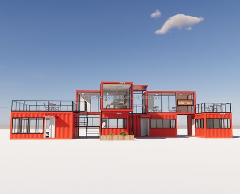 Prefab Modular 3 dormitorios Casa de acero galvanizado Tubos cuadrados de 20 pies o 40 pies Kit de cabaña pequeña ya hecho
