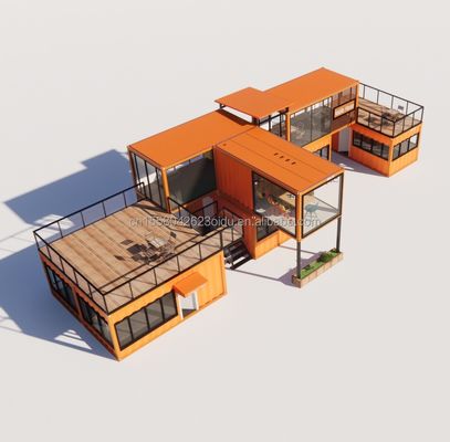 Prefab Modular 3 dormitorios Casa de acero galvanizado Tubos cuadrados de 20 pies o 40 pies Kit de cabaña pequeña ya hecho