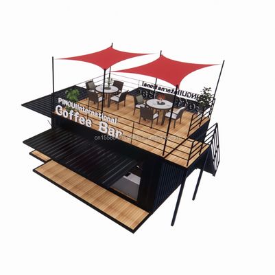 Contenedor de envío de acero de 10 pies móvil para centros comerciales Tiendas de café Pop-Up Café Bar en acero galvanizado