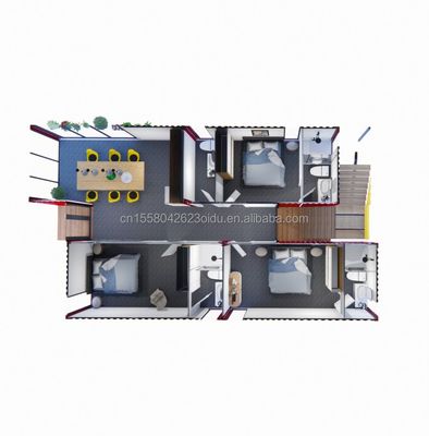 20ft/40ft Prefabricado Portátil Plegable Contenedor Extensible Casa Móvil Pequeña con 3 Dormitorios Ventanas de aleación de aluminio