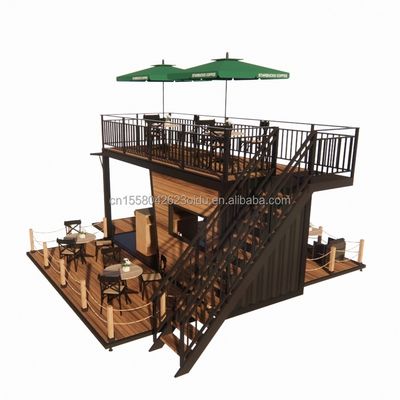 Bar y cafetería de contenedores emergentes de 20 pies Modular Tienda de conveniencia móvil Marco de acero con flexión de acero galvanizado