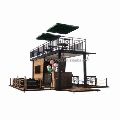 Bar y cafetería de contenedores emergentes de 20 pies Modular Tienda de conveniencia móvil Marco de acero con flexión de acero galvanizado