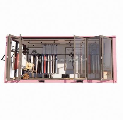 Cuadro de acero de color personalizado Contenedor prefabricado de 20 pies Tienda de ropa Quiosco Booth Tienda móvil con flexión de acero galvanizado