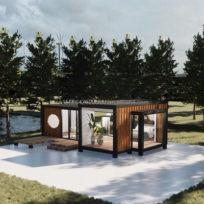 Diseño moderno de lujo Pared de vidrio Prefab Container House StrayBirds Casa modular prefabricada Hotel para Villa Resort