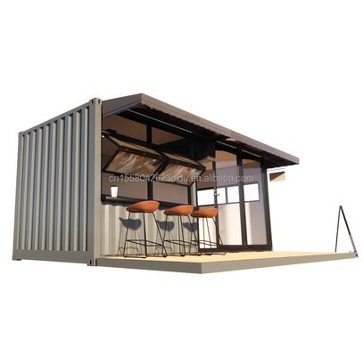 Tienda 20ft Prefabricado Bar de contenedores con 50/75/100mm Wave panel de sándwich Paredes portátiles y fáciles de instalar