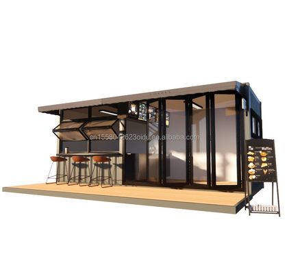 Tienda 20ft Prefabricado Bar de contenedores con 50/75/100mm Wave panel de sándwich Paredes portátiles y fáciles de instalar