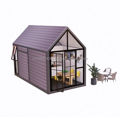 Casa de madera triangular de 20 pies plegable de envío con paneles de sandwich de onda de 100 mm Paredes y ventanas de aleación de aluminio