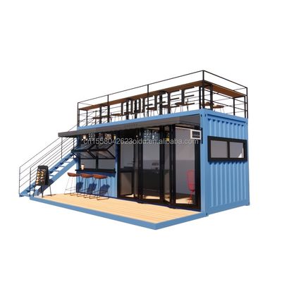 EU 20ft Food Stall Contenedor de segunda planta Cafetería Construida con tubos cuadrados de acero galvanizado y estructura de acero