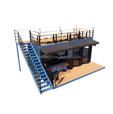 EU 20ft Food Stall Contenedor de segunda planta Cafetería Construida con tubos cuadrados de acero galvanizado y estructura de acero
