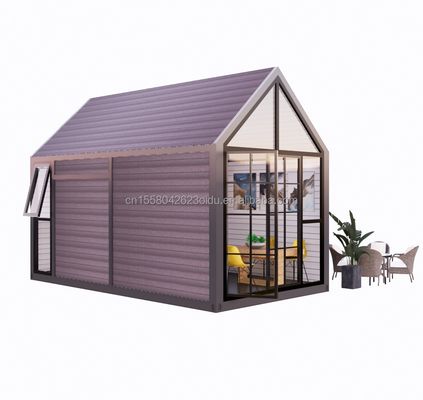 Casa de madera triangular de 20 pies plegable de envío con paneles de sandwich de onda de 100 mm Paredes y ventanas de aleación de aluminio