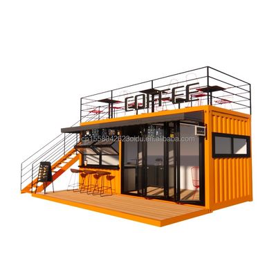 EU 20ft Food Stall Contenedor de segunda planta Cafetería Construida con tubos cuadrados de acero galvanizado y estructura de acero