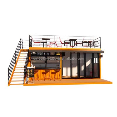 EU 20ft Food Stall Contenedor de segunda planta Cafetería Construida con tubos cuadrados de acero galvanizado y estructura de acero