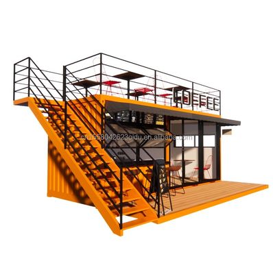 EU 20ft Food Stall Contenedor de segunda planta Cafetería Construida con tubos cuadrados de acero galvanizado y estructura de acero