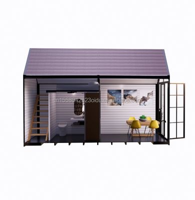 Casa de madera triangular de 20 pies plegable de envío con paneles de sandwich de onda de 100 mm Paredes y ventanas de aleación de aluminio
