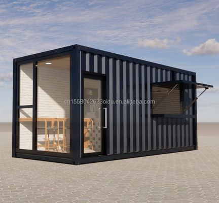 Contenedor de envío prefabricado de 20 pies Pop Up Cafetería Restaurante Bar de contenedores móviles con diseño y estilo de baño moderno