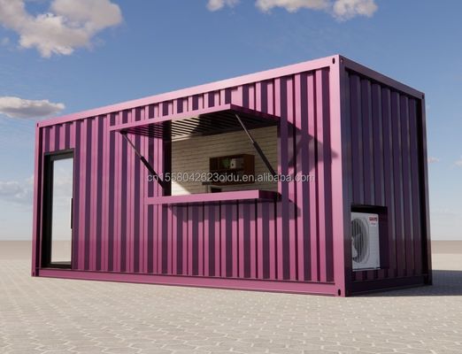 Contenedor de envío prefabricado de 20 pies Pop Up Cafetería Restaurante Bar de contenedores móviles con diseño y estilo de baño moderno