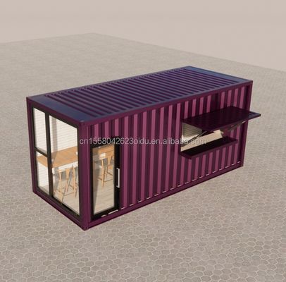 Contenedor de envío prefabricado de 20 pies Pop Up Cafetería Restaurante Bar de contenedores móviles con diseño y estilo de baño moderno