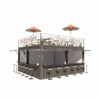 Contenedor pop up prefabricado Restaurante Tienda de comida callejera Quiosco con tubos cuadrados de acero galvanizado Diseño