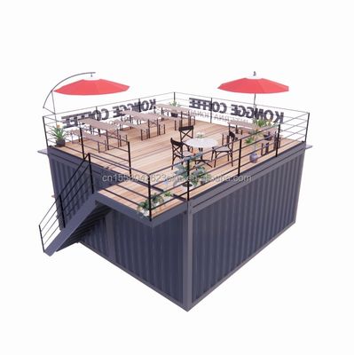Contenedor pop up prefabricado Restaurante Tienda de comida callejera Quiosco con tubos cuadrados de acero galvanizado Diseño