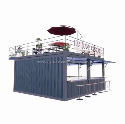 Contenedor pop up prefabricado Restaurante Tienda de comida callejera Quiosco con tubos cuadrados de acero galvanizado Diseño