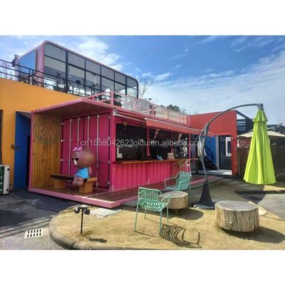 20 pies Flat Mobile Container Tienda Tienda de cafetería Tienda de venta al por menor con 50 mm Wave Sandwich Panel Pared para en el hotel