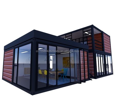 Tubos cuadrados de acero galvanizado 40 pies 20 pies Dormitorio de lujo Gran estudio de vidrio Casa móvil para vivir en diseño personalizado