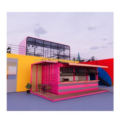 20 pies Flat Mobile Container Tienda Tienda de cafetería Tienda de venta al por menor con 50 mm Wave Sandwich Panel Pared para en el hotel