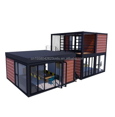 Tubos cuadrados de acero galvanizado 40 pies 20 pies Dormitorio de lujo Gran estudio de vidrio Casa móvil para vivir en diseño personalizado