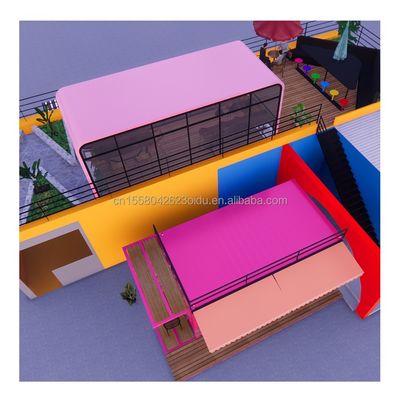 20 pies Flat Mobile Container Tienda Tienda de cafetería Tienda de venta al por menor con 50 mm Wave Sandwich Panel Pared para en el hotel