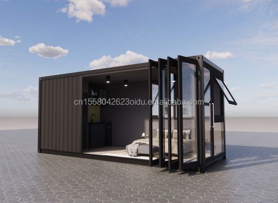 Instalación fácil Contenedor de envío prefabricado de 20 pies Casas con baño y pared Panel de sándwich de onda 50/75/100 mm