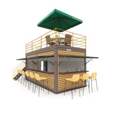 20 pies de contenedor de café bar portátil tienda prefabricada con diseño de contenedor y 50/75/100 mm de onda paneles de sándwich paredes