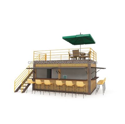 20 pies de contenedor de café bar portátil tienda prefabricada con diseño de contenedor y 50/75/100 mm de onda paneles de sándwich paredes