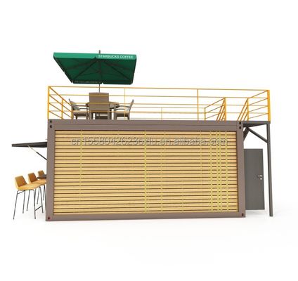 20 pies de contenedor de café bar portátil tienda prefabricada con diseño de contenedor y 50/75/100 mm de onda paneles de sándwich paredes