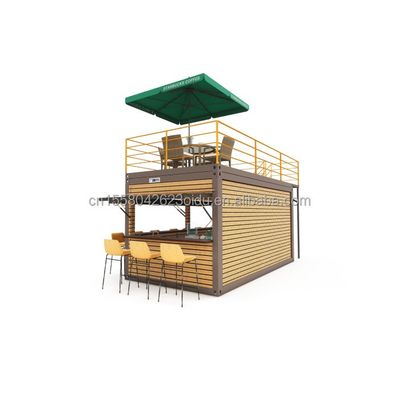 20 pies de contenedor de café bar portátil tienda prefabricada con diseño de contenedor y 50/75/100 mm de onda paneles de sándwich paredes