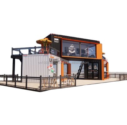 Tienda de contenedores de envío modificada Casa de contenedores Tienda de café con tubos cuadrados de acero galvanizado
