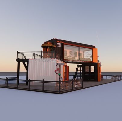 Tienda de contenedores de envío modificada Casa de contenedores Tienda de café con tubos cuadrados de acero galvanizado