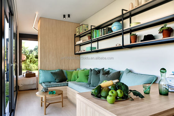 Tubos cuadrados de acero galvanizado 20 pies Tienda de contenedores Madera Grano Marco de metal Embalaje plano Casa móvil Tienda de ropa directa